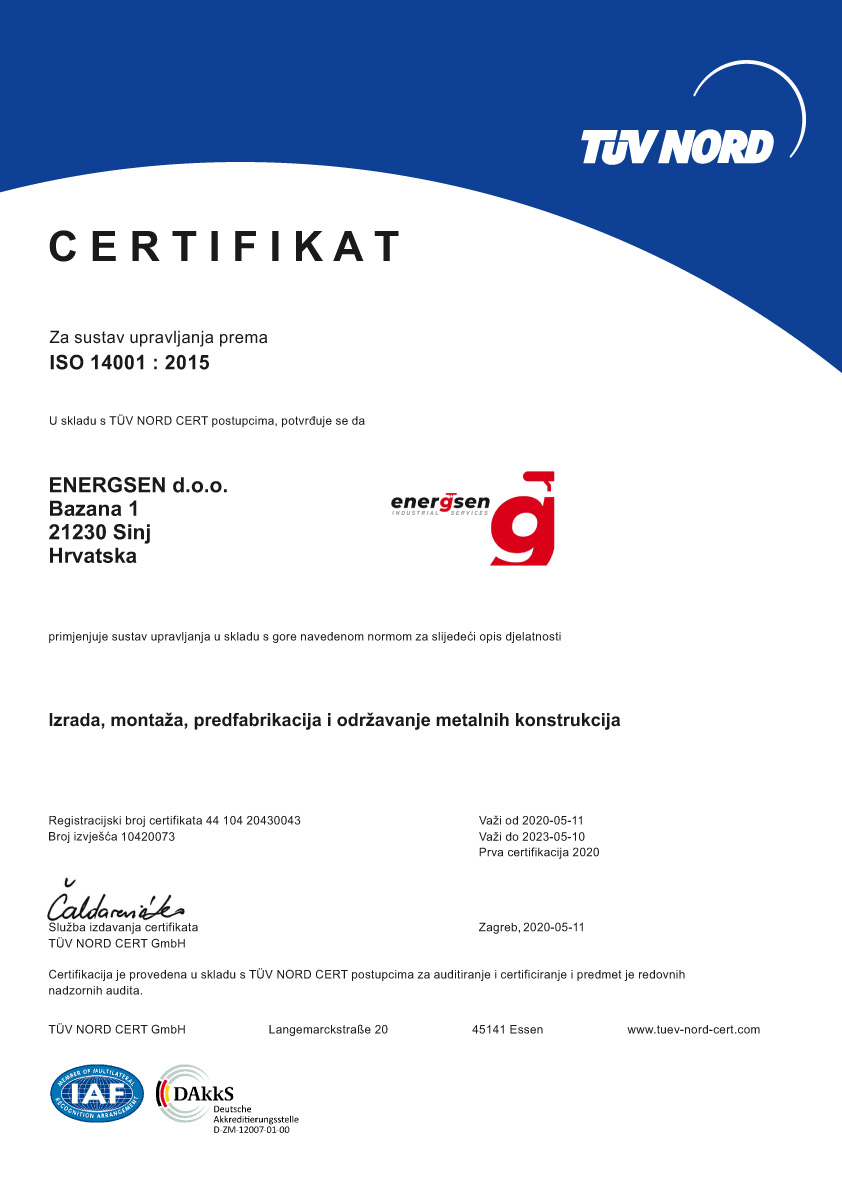 Energsen Cert 14001 cro